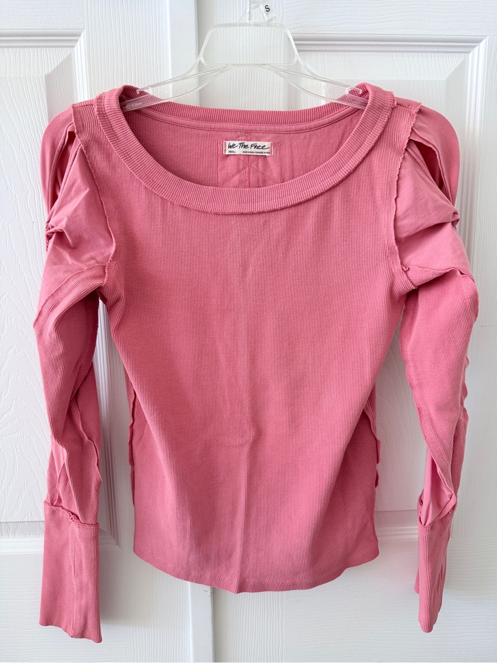 We The Free Daisy Braided Sleeve Top Sun Sand Pink Small